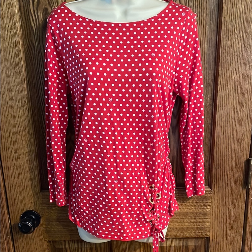 MICHAEL Michael Kors Red Long Sleeve Blouse with Tie Front